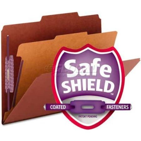 SMEAD Smead® Pressboard Classification Folders, Self Tab, Letter, Four-Section, Red, 10/Box 13775